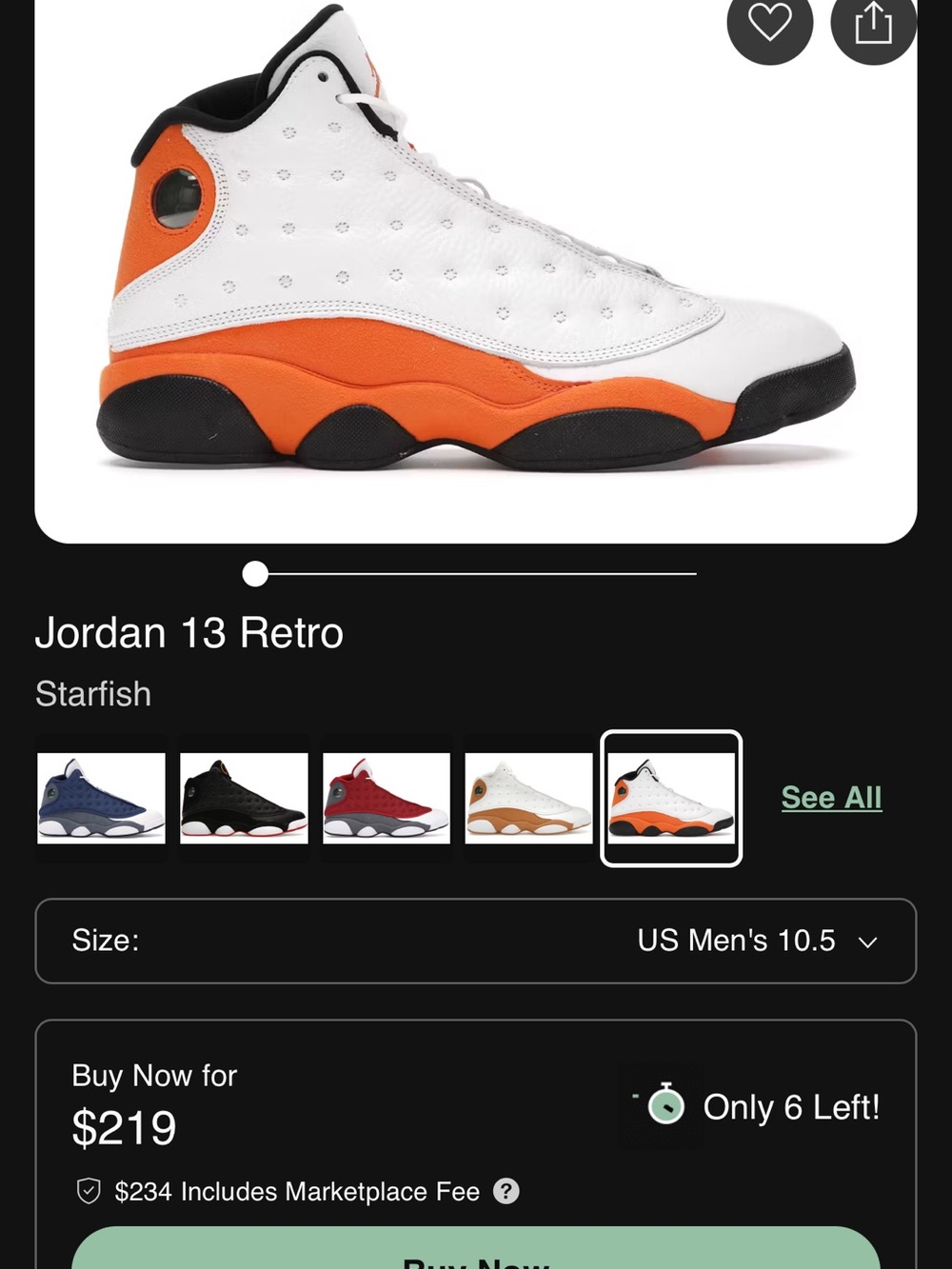 Jordan 13 Retro White & Orange Basketball Sneakers 5y